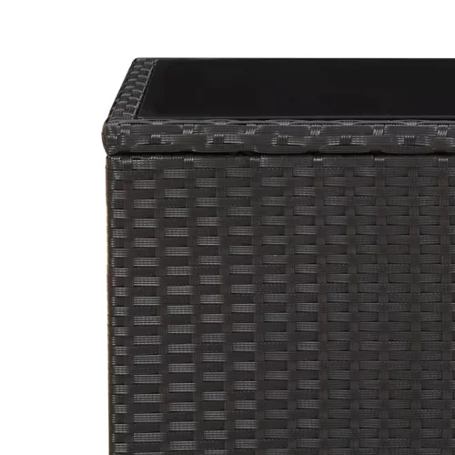 Fekete polyrattan és edzett üveg teázóasztal üveglappal