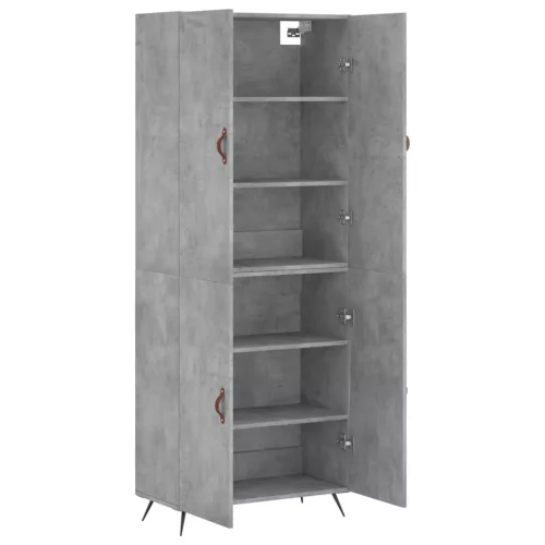 Betonszürke szerelt fa magasszekrény 69,5 x 34 x 180 cm