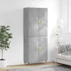 Betonszürke szerelt fa magasszekrény 69,5 x 34 x 180 cm