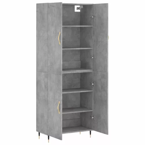 Betonszürke szerelt fa magasszekrény 69,5 x 34 x 180 cm