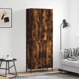   Füstös tölgy színű szerelt fa magasszekrény 69,5 x 34 x 180 cm