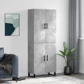 Betonszürke szerelt fa magasszekrény 69,5 x 34 x 180 cm