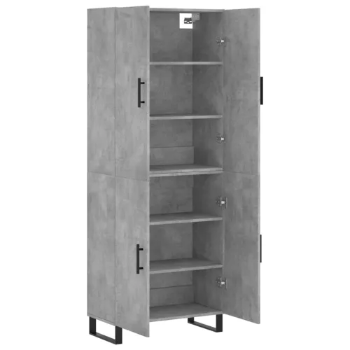 Betonszürke szerelt fa magasszekrény 69,5 x 34 x 180 cm