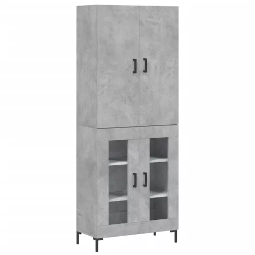 Betonszürke szerelt fa magasszekrény 69,5 x 34 x 180 cm