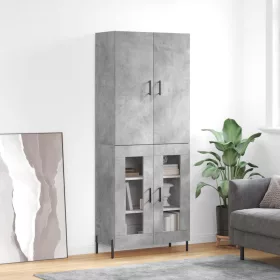 Betonszürke szerelt fa magasszekrény 69,5 x 34 x 180 cm
