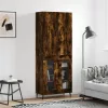 Füstös tölgy színű szerelt fa magasszekrény 69,5 x 34 x 180 cm