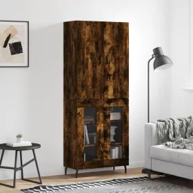   Füstös tölgy színű szerelt fa magasszekrény 69,5 x 34 x 180 cm