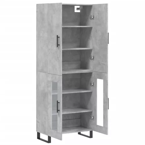 Betonszürke szerelt fa magasszekrény 69,5 x 34 x 180 cm