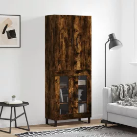   Füstös tölgy színű szerelt fa magasszekrény 69,5 x 34 x 180 cm
