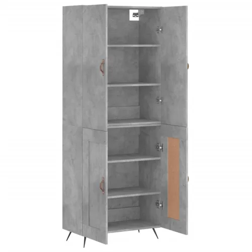 Betonszürke szerelt fa magasszekrény 69,5 x 34 x 180 cm