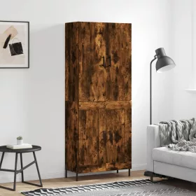   Füstös tölgy színű szerelt fa magasszekrény 69,5 x 34 x 180 cm