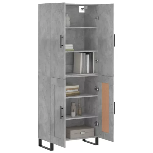 Betonszürke szerelt fa magasszekrény 69,5 x 34 x 180 cm