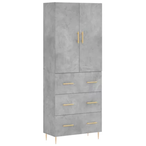 Betonszürke szerelt fa magasszekrény 69,5 x 34 x 180 cm