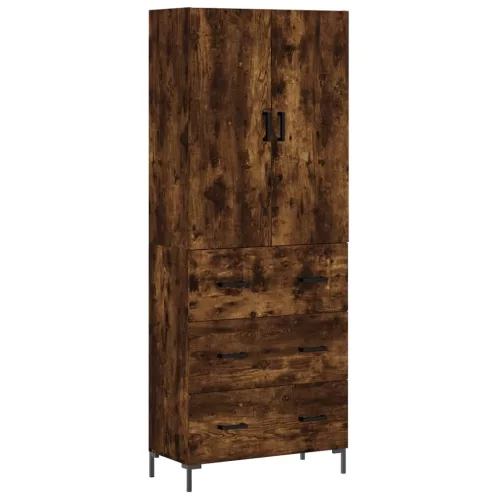 Füstös tölgy színű szerelt fa magasszekrény 69,5 x 34 x 180 cm
