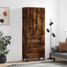   Füstös tölgy színű szerelt fa magasszekrény 69,5 x 34 x 180 cm