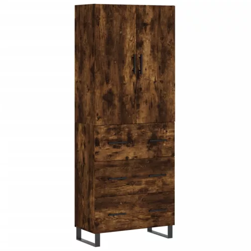 Füstös tölgy színű szerelt fa magasszekrény 69,5 x 34 x 180 cm