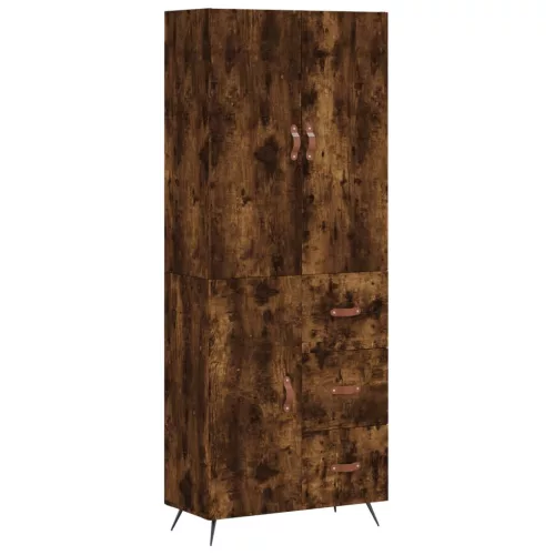 Füstös tölgy színű szerelt fa magasszekrény 69,5 x 34 x 180 cm