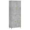 Betonszürke szerelt fa magasszekrény 69,5 x 34 x 180 cm
