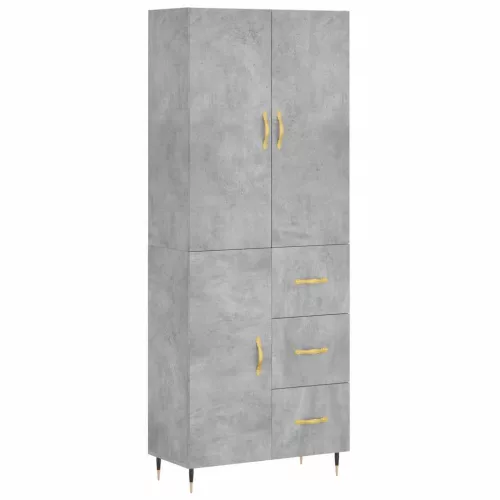 Betonszürke szerelt fa magasszekrény 69,5 x 34 x 180 cm