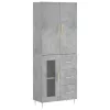 Betonszürke szerelt fa magasszekrény 69,5 x 34 x 180 cm