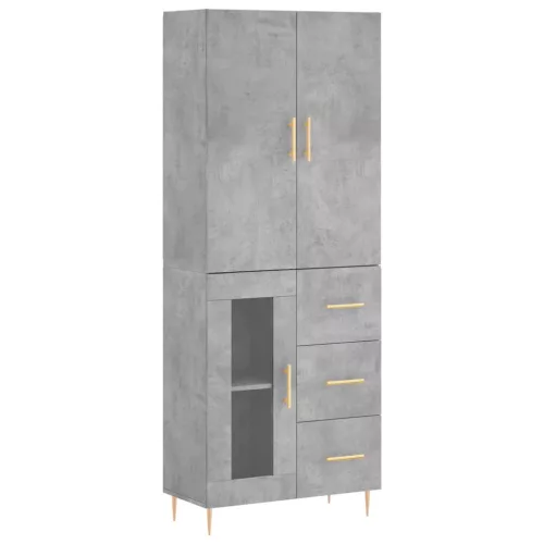 Betonszürke szerelt fa magasszekrény 69,5 x 34 x 180 cm