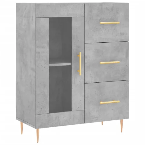 Betonszürke szerelt fa magasszekrény 69,5 x 34 x 180 cm