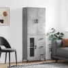 Betonszürke szerelt fa magasszekrény 69,5 x 34 x 180 cm