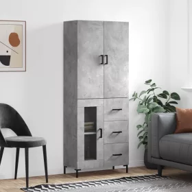 Betonszürke szerelt fa magasszekrény 69,5 x 34 x 180 cm