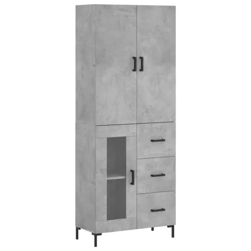 Betonszürke szerelt fa magasszekrény 69,5 x 34 x 180 cm