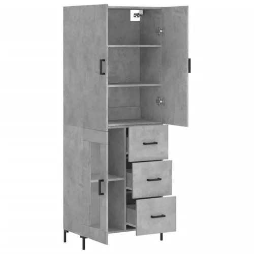 Betonszürke szerelt fa magasszekrény 69,5 x 34 x 180 cm