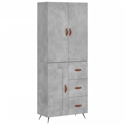 Betonszürke szerelt fa magasszekrény 69,5 x 34 x 180 cm