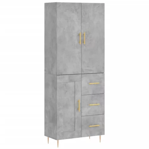 Betonszürke szerelt fa magasszekrény 69,5 x 34 x 180 cm