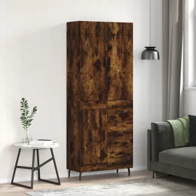   Füstös tölgy színű szerelt fa magasszekrény 69,5 x 34 x 180 cm