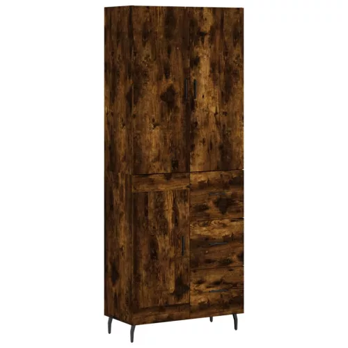 Füstös tölgy színű szerelt fa magasszekrény 69,5 x 34 x 180 cm