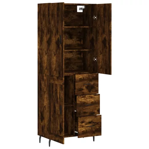 Füstös tölgy színű szerelt fa magasszekrény 69,5 x 34 x 180 cm