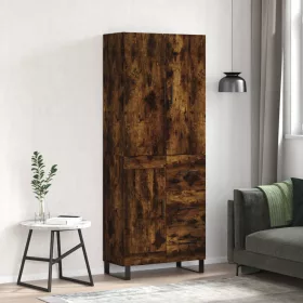   Füstös tölgy színű szerelt fa magasszekrény 69,5 x 34 x 180 cm