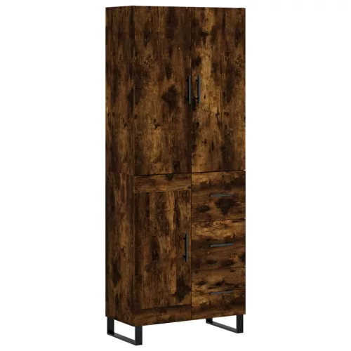 Füstös tölgy színű szerelt fa magasszekrény 69,5 x 34 x 180 cm