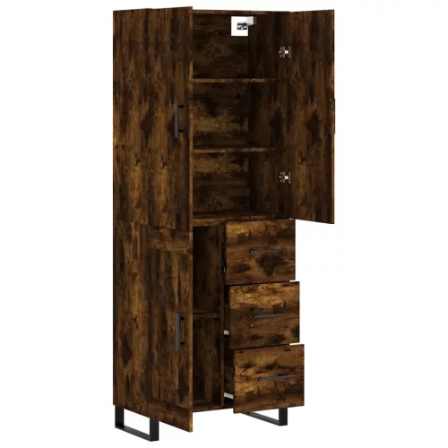 Füstös tölgy színű szerelt fa magasszekrény 69,5 x 34 x 180 cm