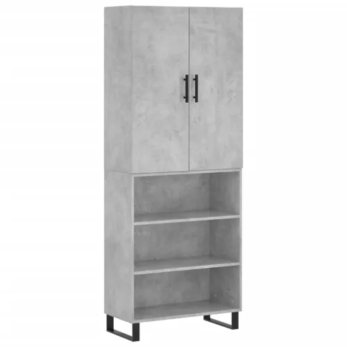 Betonszürke szerelt fa magasszekrény 69,5 x 34 x 180 cm