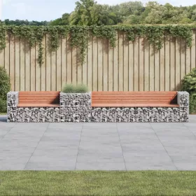 Tömör duglászfenyő kerti pad gabion kosárral