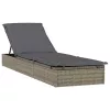 1 db szürke polyrattan napozóágy párnával 201 x 55 x 62 cm