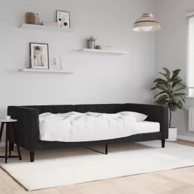 Fekete bársony kanapéágy matraccal 100 x 200 cm