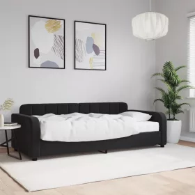 Fekete bársony heverő matraccal 90 x 200 cm