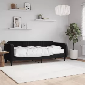 Fekete bársony heverő matraccal 80 x 200 cm