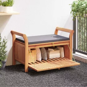 Tömör akácfa kerti tárolópad párnával 91 cm