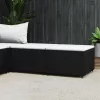 2 db fekete polyrattan kerti lábtartó párnákkal