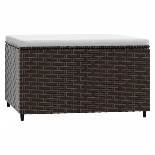 2 db barna polyrattan kerti lábtartó párnával