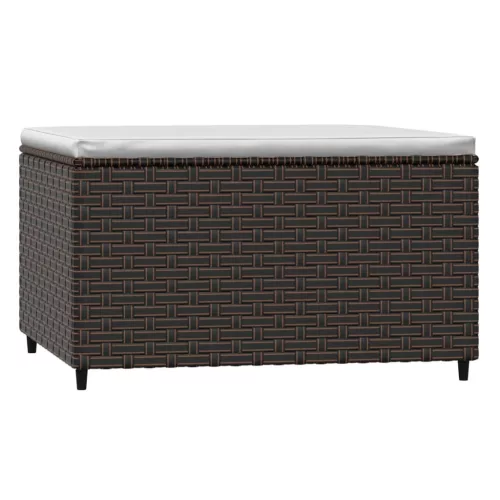 2 db barna polyrattan kerti lábtartó párnával
