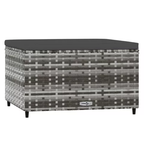 2 db szürke polyrattan kerti lábtartó párnával