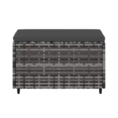 2 db szürke polyrattan kerti lábtartó párnával